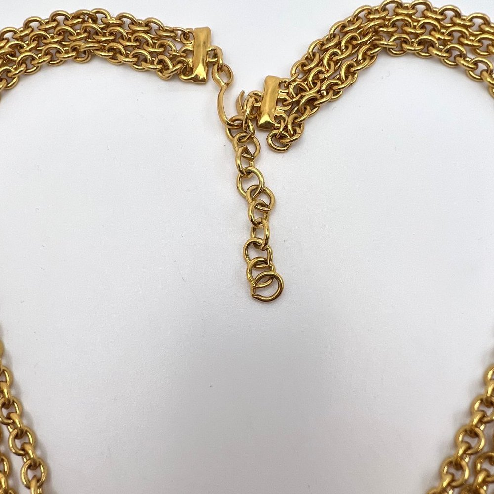 Monet Vintage Triple Strand Glass Bead Accent Tassel Necklace - Picture 4 of 6